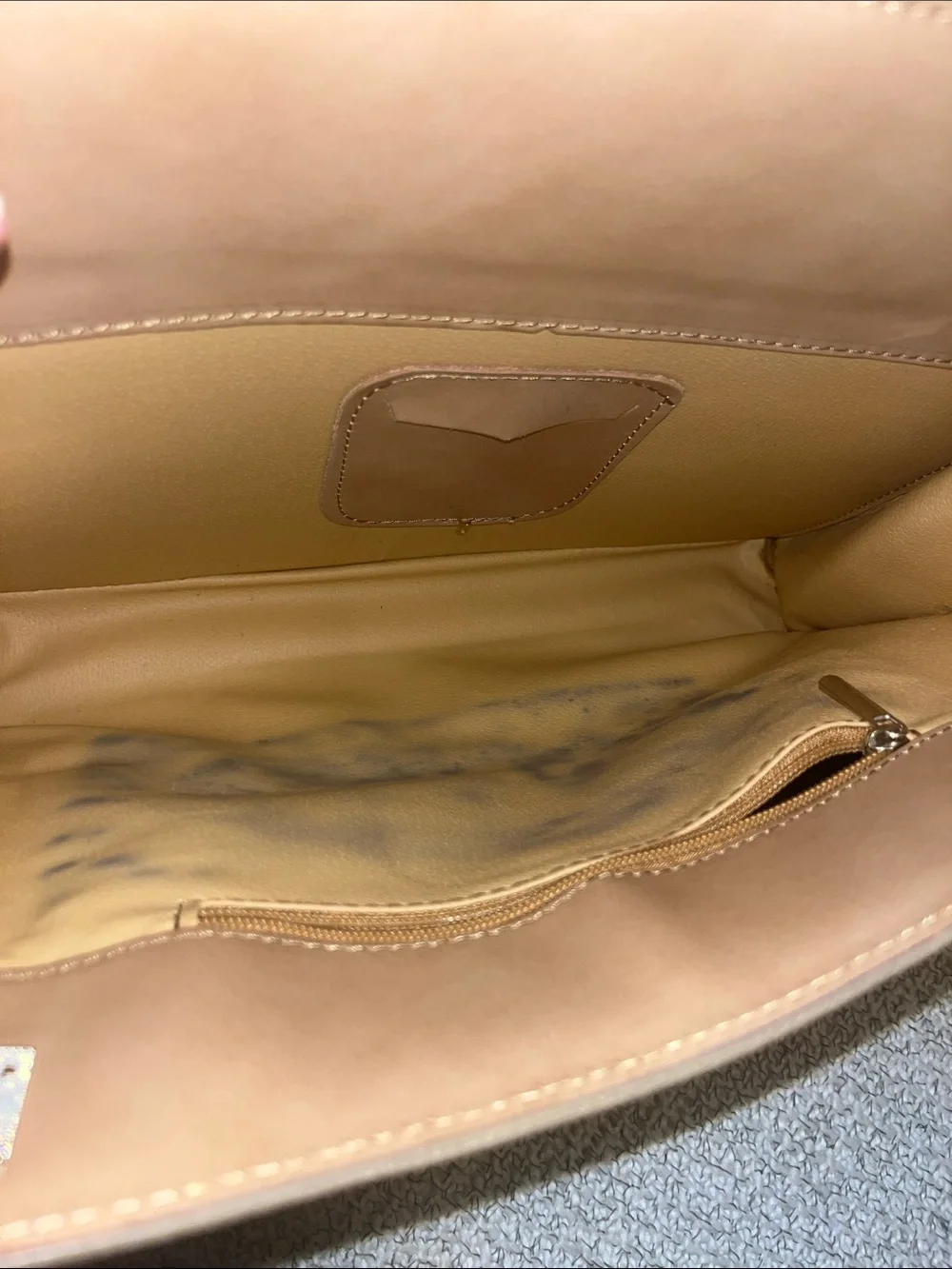 Classic Woman’s Tan Camel Color Made In Italy Leather Top-Handle Purse Briefcase